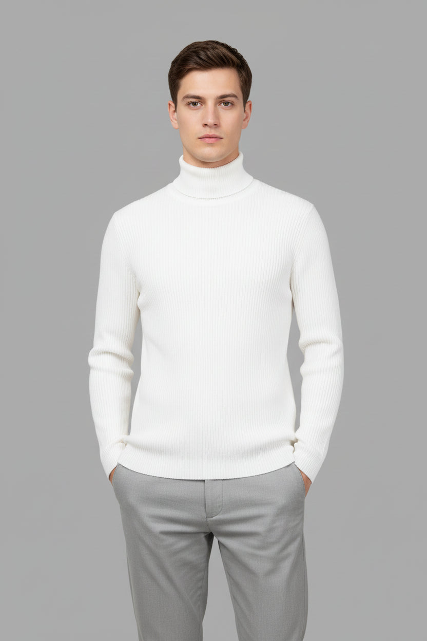 ルガーネ - メンズ タイムレスデザイン 長袖タートルネックセーター
