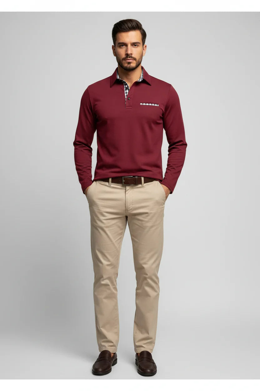 ルガーネ - 男性用長袖ポロシャツ